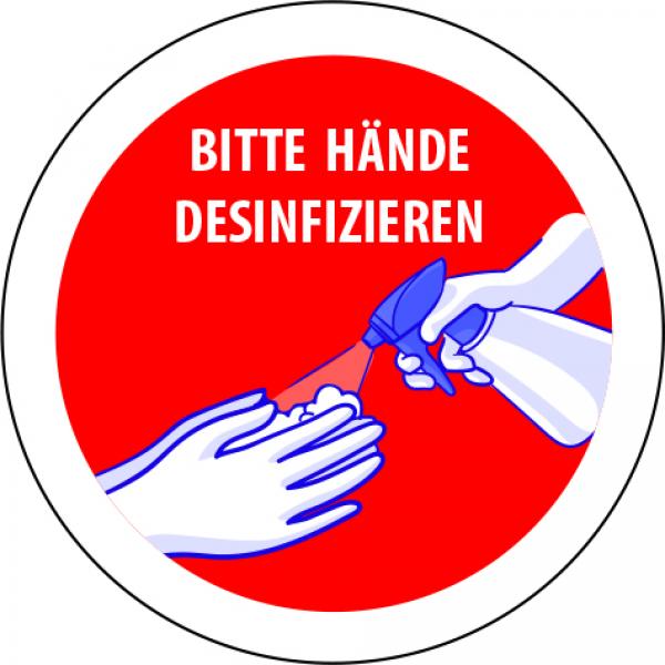 Corona Aufkleber Hände desinfizieren